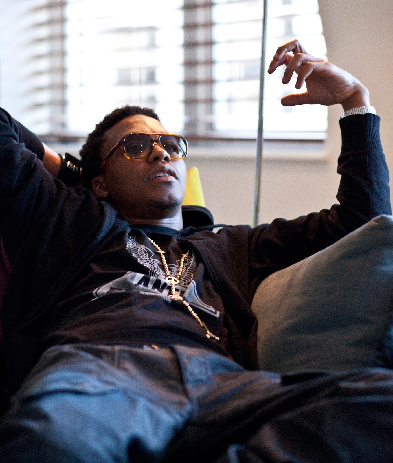 Lupe Fiasco in a studio setting